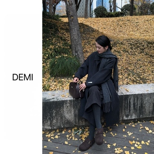 极简风翻领中长款 MISS 冬季 定制 单排扣毛呢外套F1457 RUILI