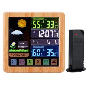 方触屏无线气象站时钟家用彩屏天气高精多功能室内外电子温湿度计