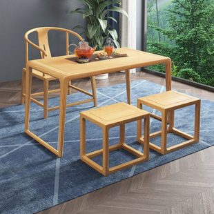 新中式白蜡木阳台茶桌椅原木小桌现代简约家用泡茶小户型禅意茶几