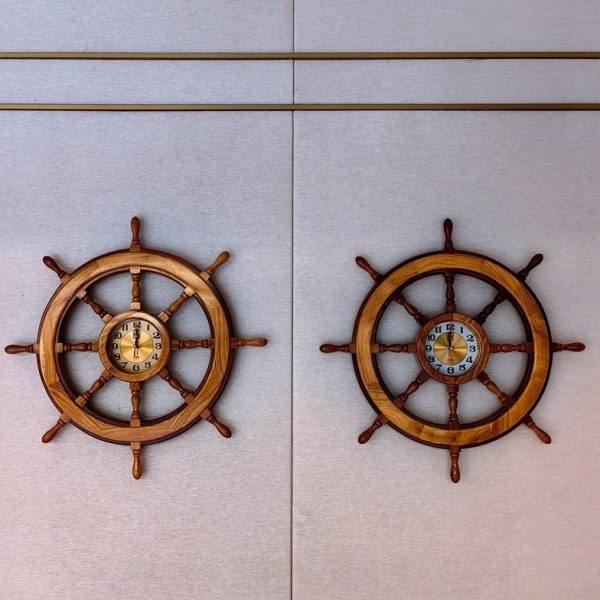 中式复古个性时尚船舵舵手方向盘挂钟钟表时钟家用酒店办公室装饰