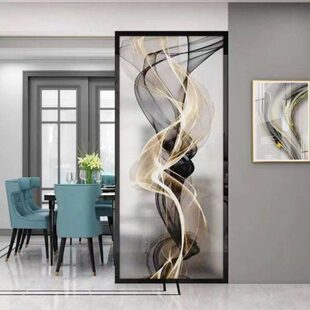 现代简约艺术玻璃屏风客厅入户门玄关遮挡卫生间铁艺隔断轻奢装饰