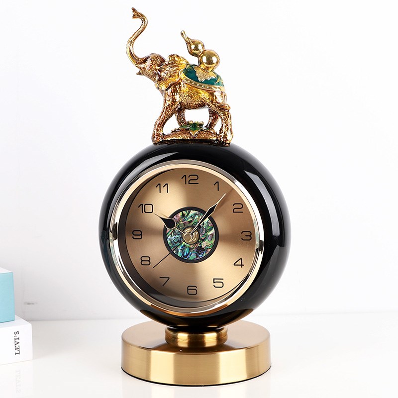 轻奢客厅座钟现代欧式o大象钟表时尚家用桌面时钟摆件台式静音坐