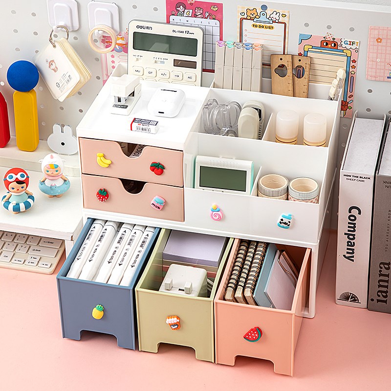 学生文具收纳盒抽屉n式桌面可爱笔筒宿舍手账杂物本子置物架多功