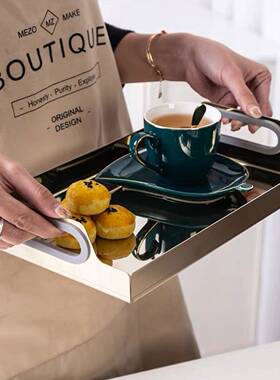 酒店轻不锈钢托盘摆酒吧网红餐厅商用咖奢啡OY-031水果i盘茶杯托n