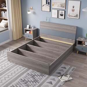 床现代简约18米1.米轻.奢双人床出租房1.QBD2米单高箱板人式床实