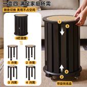 中古实木藤凳子可叠放家用客厅矮凳凳餐桌923椅子凳圆编凳客人备