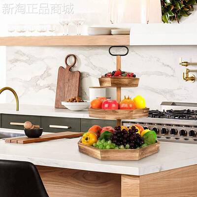 9RZT木制托盘甜品架森系双层三层蛋糕盘台木质甜品装托F7699T7M饰