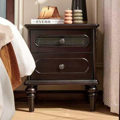 法复古实木式床头柜双抽古卧室风床边柜美式简XJD约中储物柜收纳