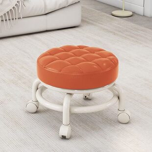 万向轮静音移动靠背家用滑滑凳客厅茶几矮凳宝宝学步凳皮凳