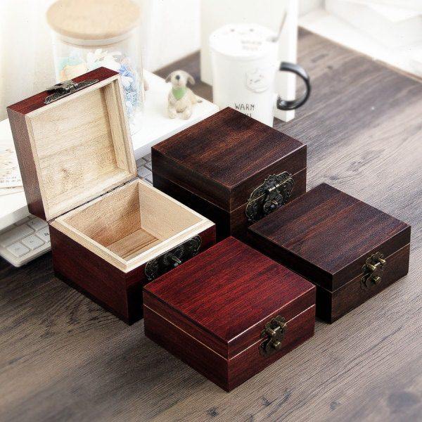 香樟木实木复古小木盒收纳储物收藏木制樟树带锁木盒木质木头盒子