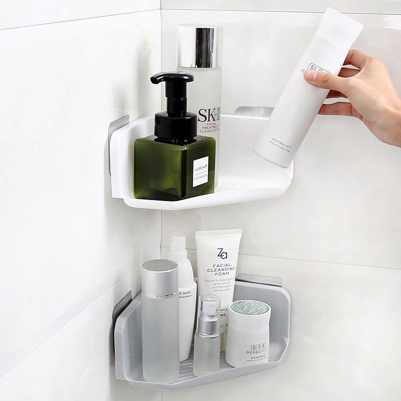浴室置物a架卫生间三角壁挂洗手间厕所塑料免打孔洗澡间洗漱台收