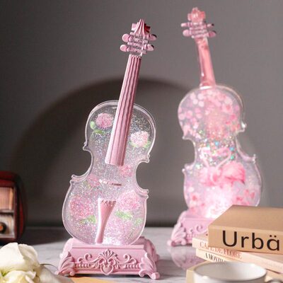 水晶球音乐盒飘雪女童生日礼物女孩儿童摆件八音盒小提琴女生礼品