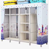 简易衣柜结实耐用不锈钢家用卧室布衣柜全钢架加粗加厚加固挂衣橱