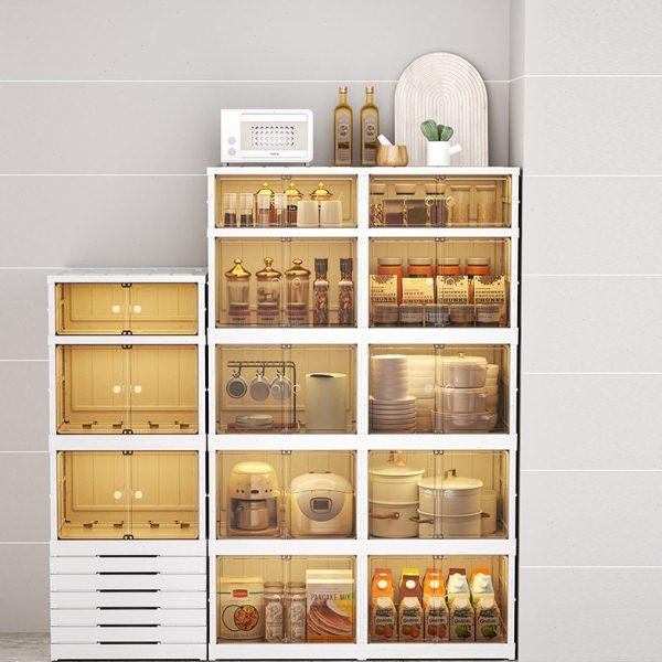 免安装厨房收纳架可折叠加厚碗筷储物柜塑料多功能微波炉收纳柜,厨房/烹饪用具,微波炉置物架,淘宝优惠券,粉丝福利购,淘宝优惠卷