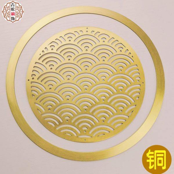 定制中式纯铜壁饰创意圆形祥云雕花客厅卧室书房桌椅玄关装饰铜花