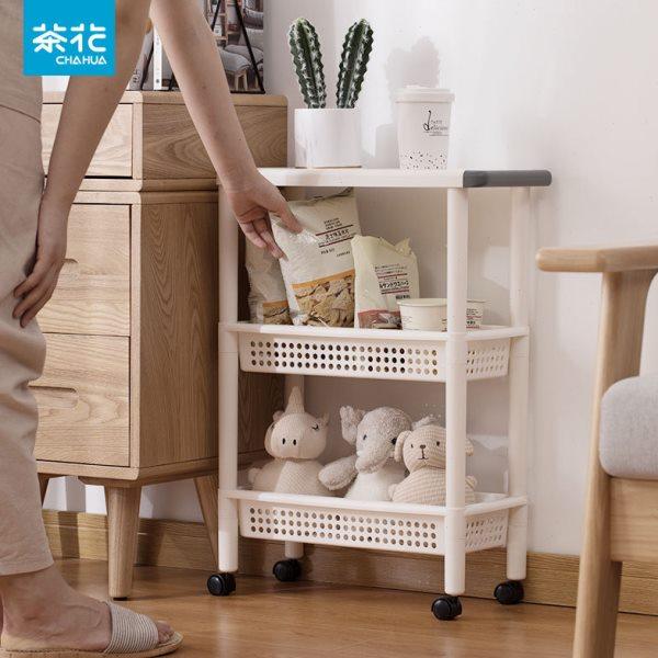 茶花厨房置物架落地家用婴儿可移动小手推车带轮书架客厅收纳架子,收纳整理,冰柜置物架,淘宝优惠券,粉丝福利购,淘宝优惠卷