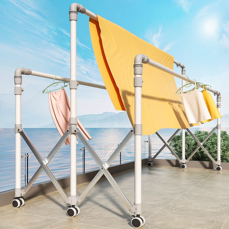 折叠晾衣架落地室k内家用阳台不锈钢室外升降凉伸缩杆式晒被子神