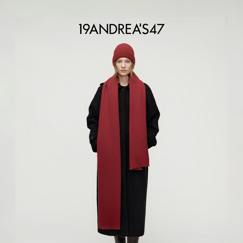 秋冬经典款棱纹羊绒围巾男女同款