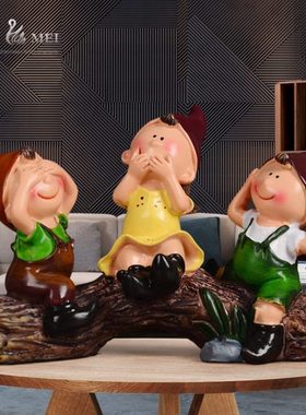 家饰个性隔板小摆件 田园风格家居装饰品 树脂工艺品 新款三不人