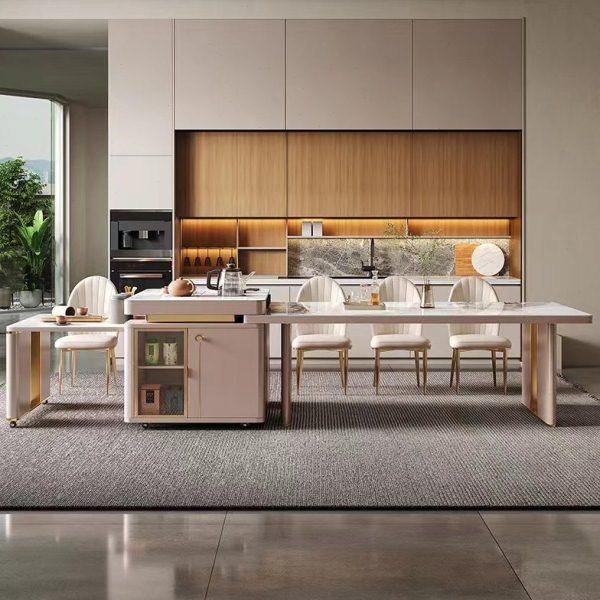 现轻奢伸缩泡茶岛台餐桌一体小户型隐形电磁炉餐桌岩板移动茶台,住宅家具,岛台餐桌,淘宝优惠券,粉丝福利购,淘宝优惠卷