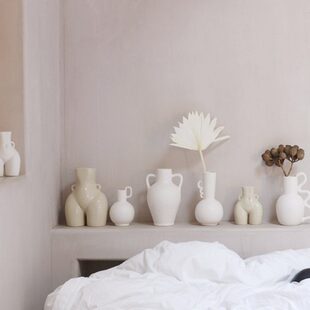 WULIHOME 侘寂风陶瓷花瓶轻奢冷淡质朴民宿酒店店铺桌面摆件装饰