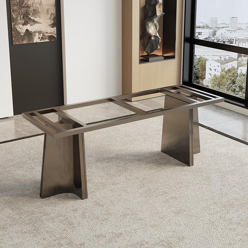 意式轻奢桌腿支架不锈钢t餐桌腿岩板大理石底座奢石茶桌架子支撑