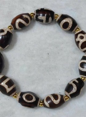 藏式古传统龙纹火供财神天地宝瓶S钩玛瑙天珠手链男女多宝混搭串