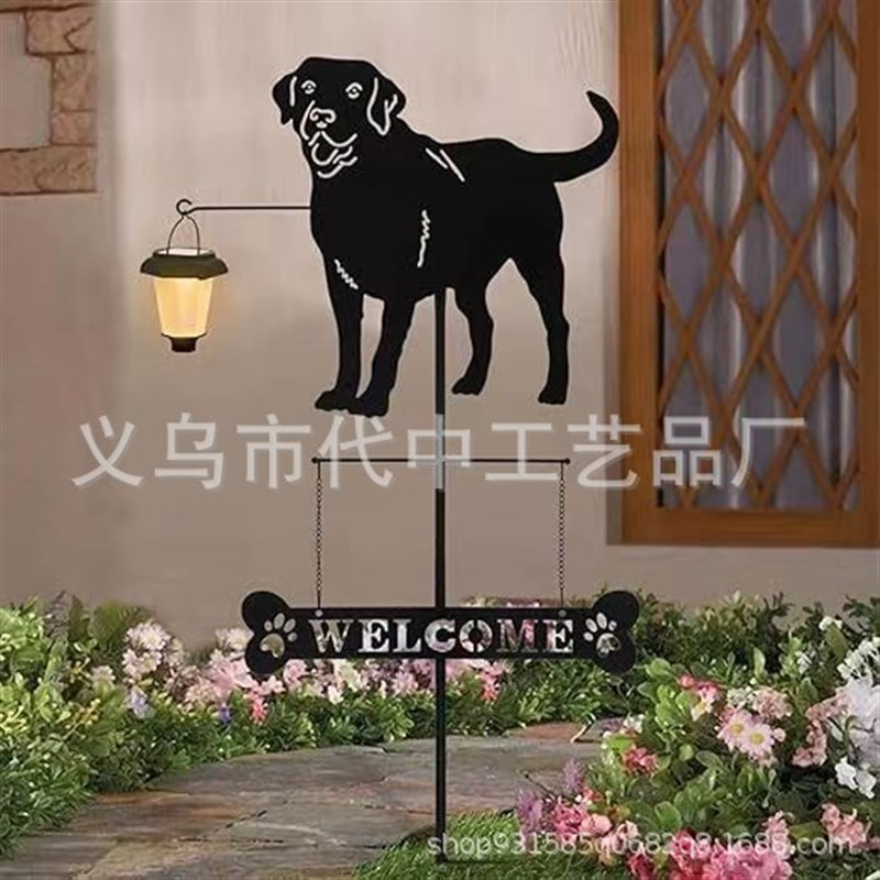 户外花园草坪装饰金属工艺品挂墙地插两用风向仪铁艺插件方向标