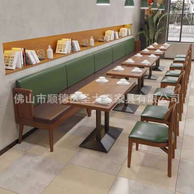 餐厅饭店桌椅组合实木食堂面馆料理小吃甜品店咖啡西餐厅卡座沙发