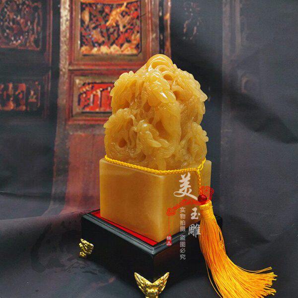 天然玉石印九龙玉玺印章摆件皇帝传国玉玺九龙头玉雕玉器包刻字