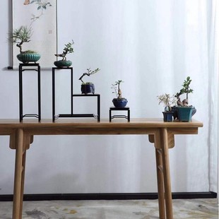 两层小品铝合金花架盆景花几中式古典园艺几架茶具多肉绿植摆设架