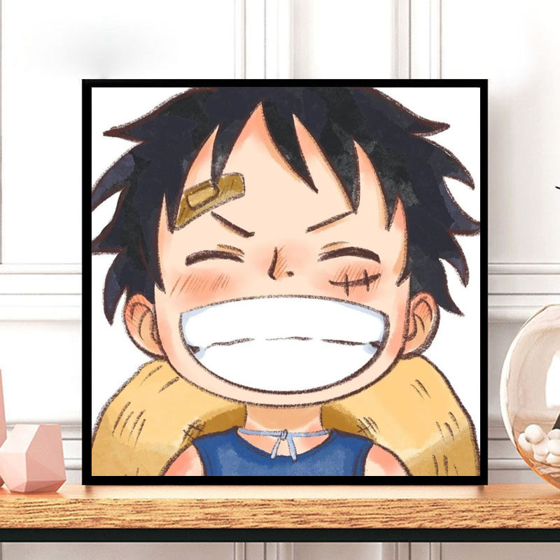 儿童贴钻画满钻卡通点沾砖十字绣2022新款学生手工5diy钻石画路飞