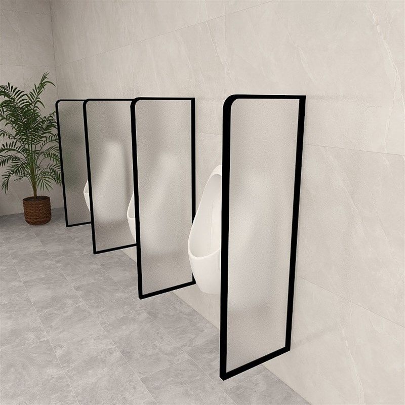 铁艺酒店卫生间遮挡磨砂玻璃商场男公共厕所小便池隔断墙浴室屏风