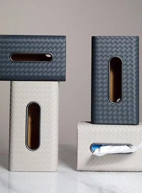 现代简约轻奢皮革纸巾盒奢华家用客厅茶几餐厅桌面抽纸收纳盒摆件