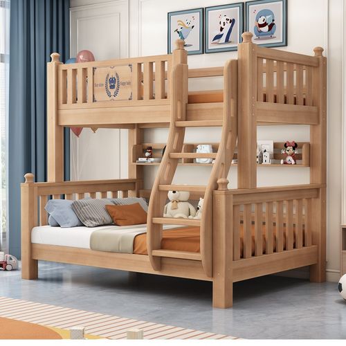 全实木上下铺双层床鹅掌楸木儿童床高低床家用可拆分上下床子母床