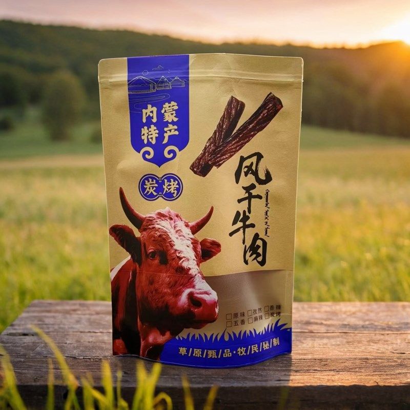 碳烤风干牛肉自封外袋内蒙古草原特产风干牛肉自立包装袋子100个