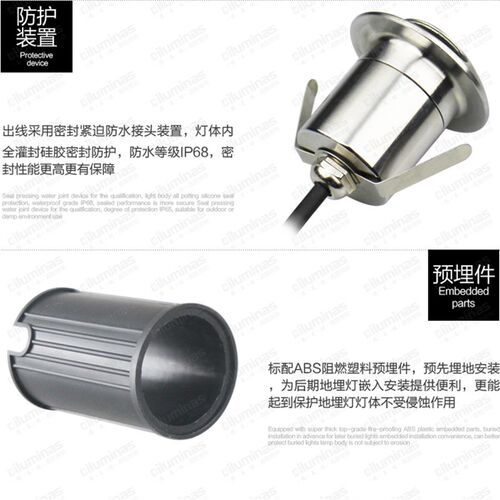 户外防水射灯不锈钢地埋灯led1w水下水底透光水池12v嵌入式侧发光