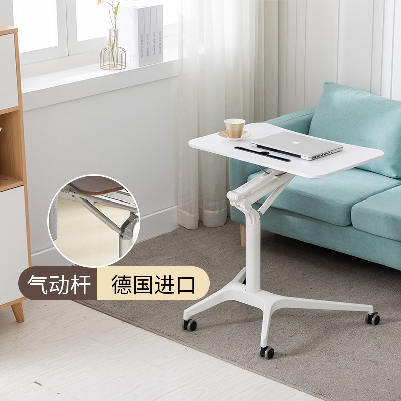 3Y气动升降桌站立简约式自动沙发床边可移动懒人办公桌实木演讲台