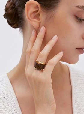 欧美双层开口戒指加工定制液态珐琅戒指时尚高级感冷淡风食指戒