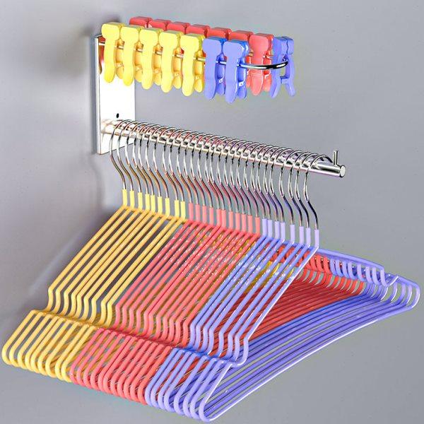 衣架收纳架阳台整理置物神器免打孔墙上壁挂不锈钢晾衣架收纳挂钩,收纳整理,金属衣架,淘宝优惠券,粉丝福利购,淘宝优惠卷