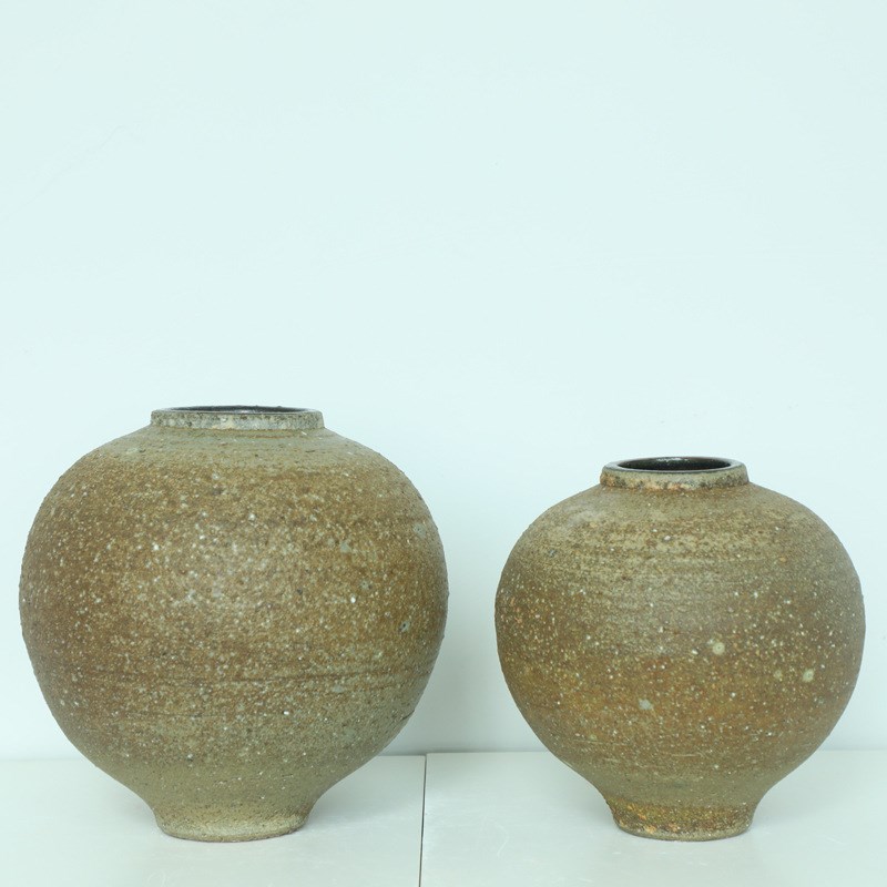复古土陶罐陶瓷花瓶侘寂风装饰月亮罐客厅水培插干花粗陶花器摆件