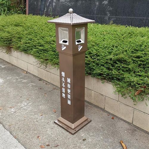 户外立式烟蒂柱吸烟区不锈钢烟灰柱带灭烟缸垃圾桶烟灰烟头收集器