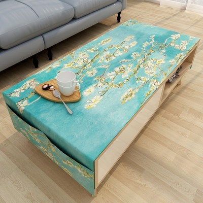 茶几盖布棉麻易清洗全包家用防水卡通装饰布客厅长方形桌布盖垫套