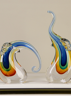 高档琉璃艺术摆轻奢件抽象现代客厅样板间玄关桌面电视柜书房摆设