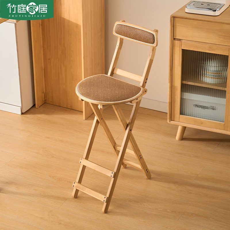 折叠高脚椅家用客厅吧台椅软包席面芭蕾椅厨房带靠W背椅前台收银