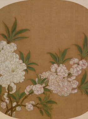 南宋  佚名 碧桃园 团扇   绢本   设色   24.8x27厘米