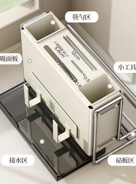 板ins新款厨房刀架置物架菜刀风架子放砧板锅子盖菜筷刀JLT具收纳
