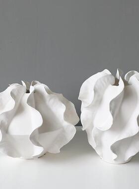 瓷XVT瓶摆件现代简约色创意软装饰品陶样板房餐白厅客厅ins花风