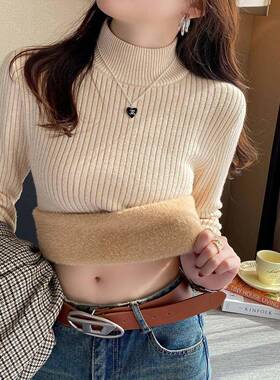 蓝色毛PN女式绒内秋冬衬高底2高025EHL新款半衣领羊里O底衬衫东北