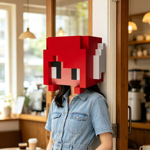 MC我的世界表演搞怪COSPLA可爱自己做DIY手工成人儿童纸头套面具